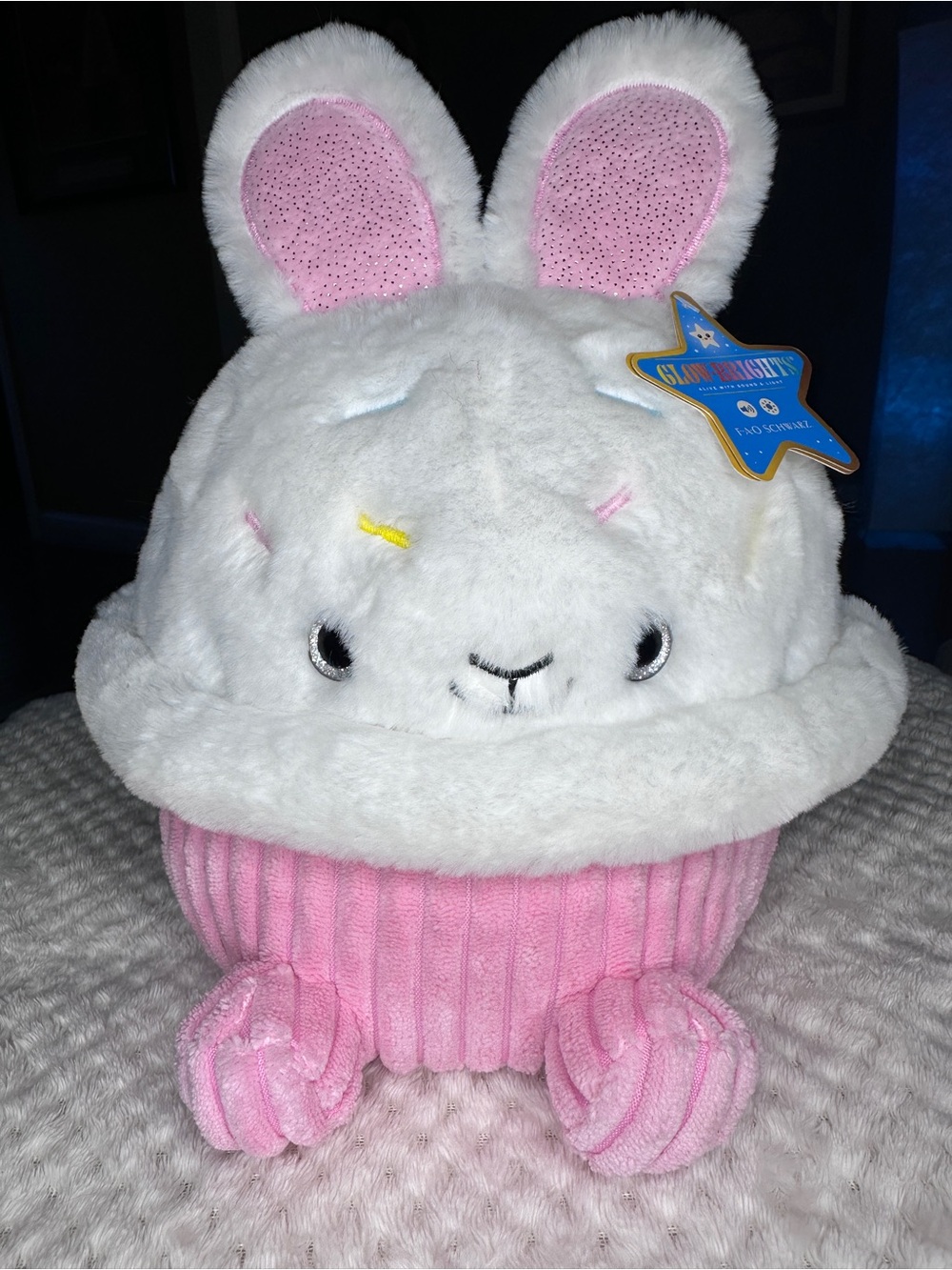FAO Schwarz Glow Brights Bunny Cupcake Plush